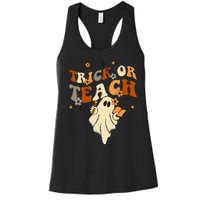 Groovy Trick Or Teach Halloween Teacher Life Retro Vintage Women's Racerback Tank