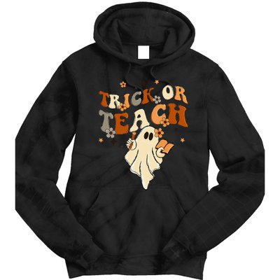 Groovy Trick Or Teach Halloween Teacher Life Retro Vintage Tie Dye Hoodie