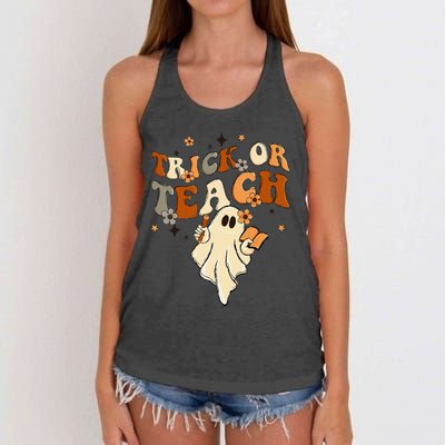 Groovy Trick Or Teach Halloween Teacher Life Retro Vintage Women's Knotted Racerback Tank