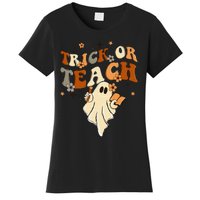 Groovy Trick Or Teach Halloween Teacher Life Retro Vintage Women's T-Shirt