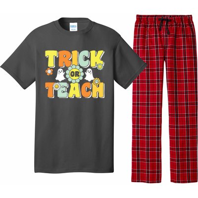 Groovy Trick Or Teach Halloween Teacher Life Retro Vintage Pajama Set