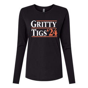 Gritty Tigs October Ready 2024 Playoff Baseball Season Womens Cotton Relaxed Long Sleeve T-Shirt