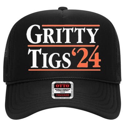 Gritty Tigs October Ready 2024 Playoff Baseball Season High Crown Mesh Back Trucker Hat