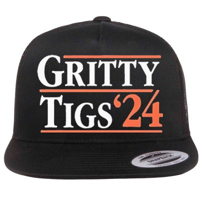 Gritty Tigs October Ready 2024 Playoff Baseball Season Flat Bill Trucker Hat