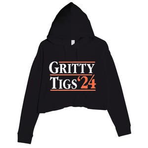 Gritty Tigs October Ready 2024 Playoff Baseball Season Crop Fleece Hoodie