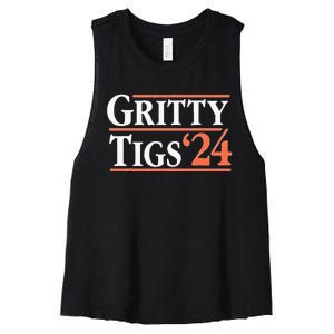 Gritty Tigs October Ready 2024 Playoff Baseball Season Women's Racerback Cropped Tank