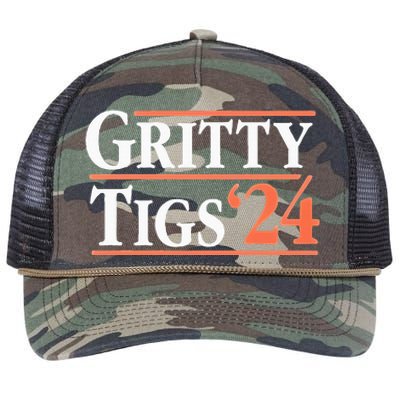 Gritty Tigs October Ready 2024 Playoff Baseball Season Retro Rope Trucker Hat Cap