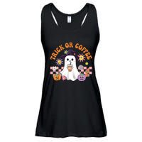 Groovy Trick Or Coffee Floral Ghost Halloween Spooky Ladies Essential Flowy Tank