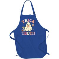 Groovy Trick Or Teeth Funny Dental Halloween Dentist Costume Gift Full-Length Apron With Pockets