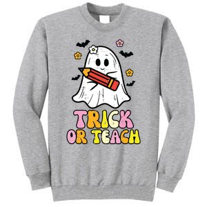 Ghost Trick Or Teach Retro Teacher Halloween Costume Tall Sweatshirt