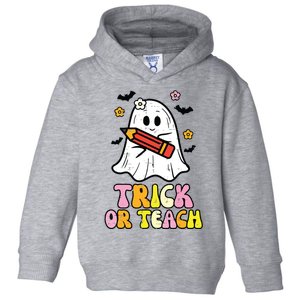 Ghost Trick Or Teach Retro Teacher Halloween Costume Toddler Hoodie