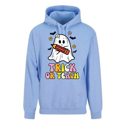 Ghost Trick Or Teach Retro Teacher Halloween Costume Unisex Surf Hoodie