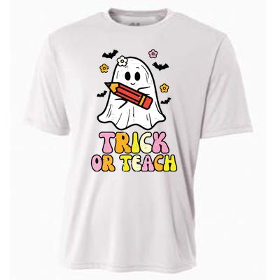 Ghost Trick Or Teach Retro Teacher Halloween Costume Cooling Performance Crew T-Shirt