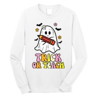 Ghost Trick Or Teach Retro Teacher Halloween Costume Long Sleeve Shirt