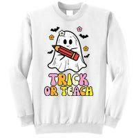 Ghost Trick Or Teach Retro Teacher Halloween Costume Sweatshirt