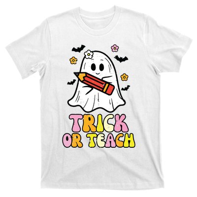 Ghost Trick Or Teach Retro Teacher Halloween Costume T-Shirt