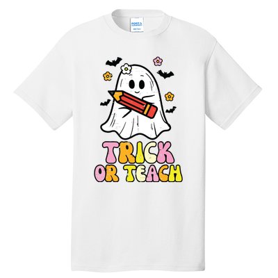 Ghost Trick Or Teach Retro Teacher Halloween Costume Tall T-Shirt