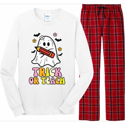 Ghost Trick Or Teach Retro Teacher Halloween Costume Long Sleeve Pajama Set