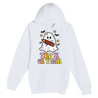 Ghost Trick Or Teach Retro Teacher Halloween Costume Premium Pullover Hoodie