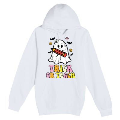 Ghost Trick Or Teach Retro Teacher Halloween Costume Premium Pullover Hoodie