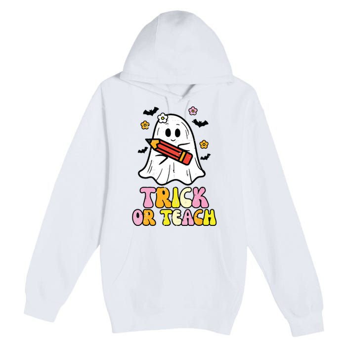 Ghost Trick Or Teach Retro Teacher Halloween Costume Premium Pullover Hoodie