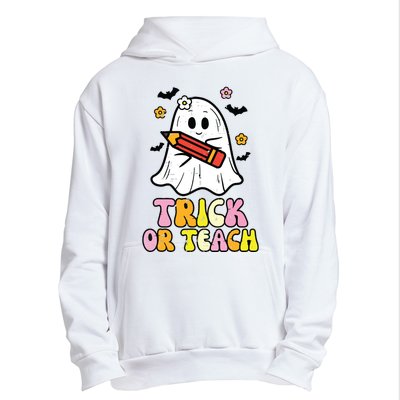 Ghost Trick Or Teach Retro Teacher Halloween Costume Urban Pullover Hoodie