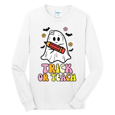 Ghost Trick Or Teach Retro Teacher Halloween Costume Tall Long Sleeve T-Shirt