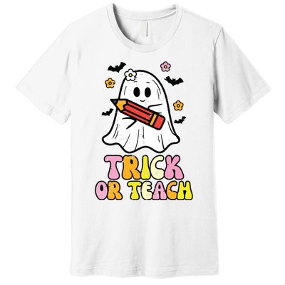 Ghost Trick Or Teach Retro Teacher Halloween Costume Premium T-Shirt