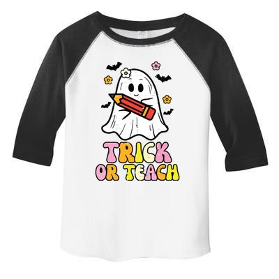 Ghost Trick Or Teach Retro Teacher Halloween Costume Toddler Fine Jersey T-Shirt