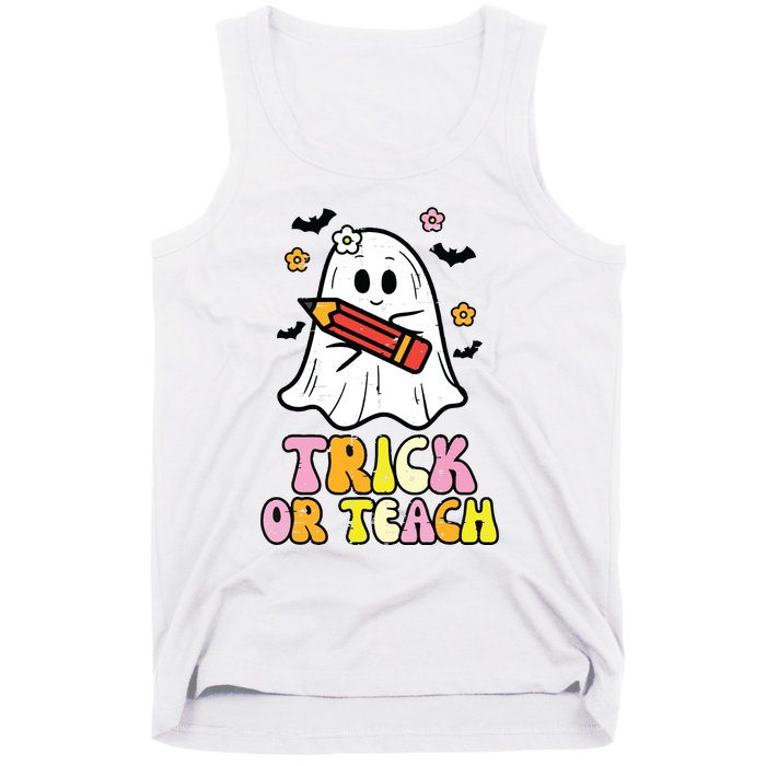 Ghost Trick Or Teach Retro Teacher Halloween Costume Tank Top