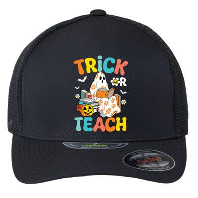 Groovy Trick Or Teach Funny Teacher Halloween Costume Flexfit Unipanel Trucker Cap
