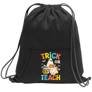 Groovy Trick Or Teach Funny Teacher Halloween Costume Sweatshirt Cinch Pack Bag