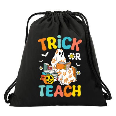 Groovy Trick Or Teach Funny Teacher Halloween Costume Drawstring Bag