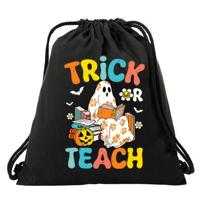 Groovy Trick Or Teach Funny Teacher Halloween Costume Drawstring Bag