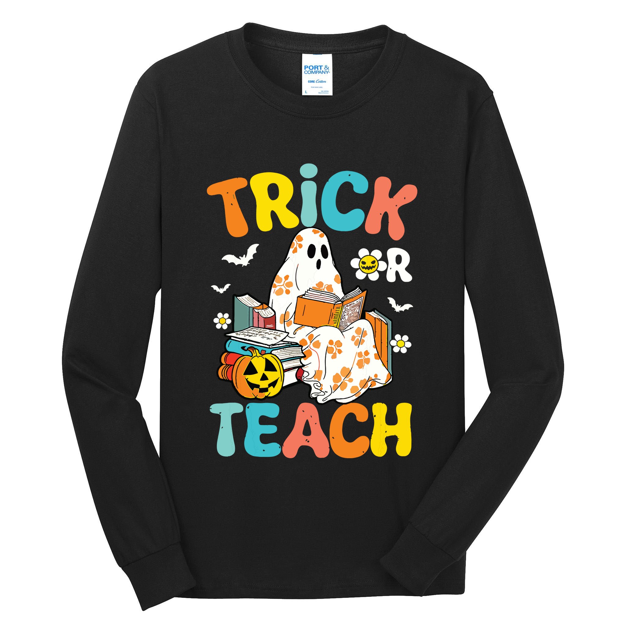 Groovy Trick Or Teach Funny Teacher Halloween Costume Tall Long Sleeve T-Shirt