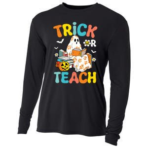 Groovy Trick Or Teach Funny Teacher Halloween Costume Cooling Performance Long Sleeve Crew