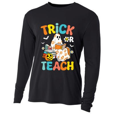Groovy Trick Or Teach Funny Teacher Halloween Costume Cooling Performance Long Sleeve Crew