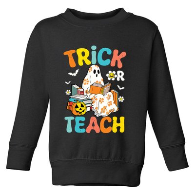 Groovy Trick Or Teach Funny Teacher Halloween Costume Toddler Sweatshirt