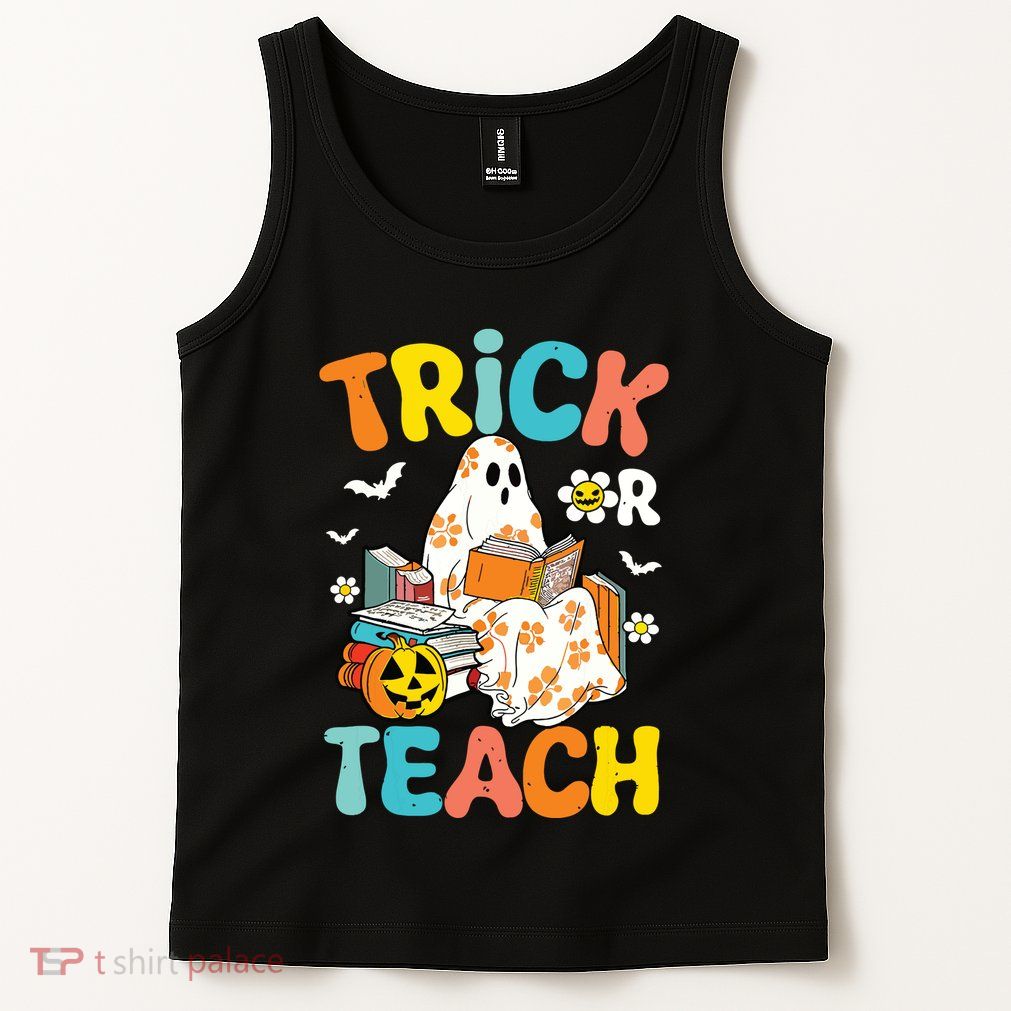 Groovy Trick Or Teach Funny Teacher Halloween Costume Tank Top