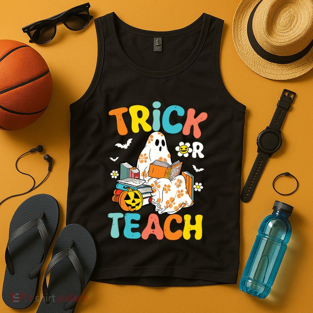 Groovy Trick Or Teach Funny Teacher Halloween Costume Tank Top