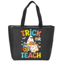 Groovy Trick Or Teach Funny Teacher Halloween Costume Zip Tote Bag