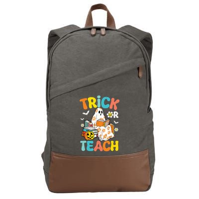 Groovy Trick Or Teach Funny Teacher Halloween Costume Cotton Canvas Backpack