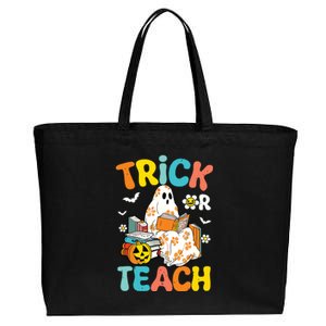 Groovy Trick Or Teach Funny Teacher Halloween Costume Cotton Canvas Jumbo Tote