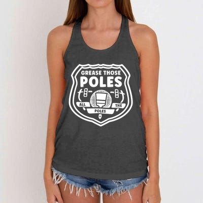 Grease Those Poles, All The Poles Women's Knotted Racerback Tank