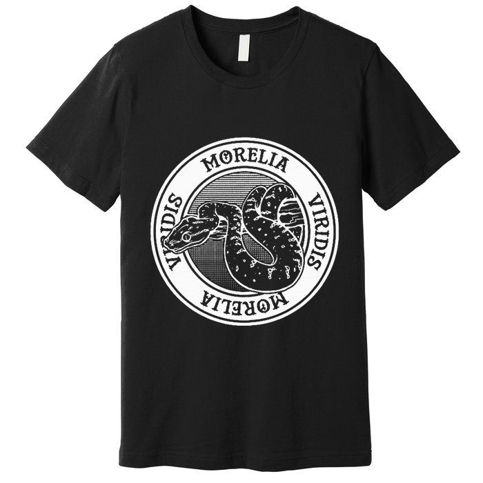 Green Tree Python Tattoo Style Reptile Keeper Snake Owner Premium T-Shirt