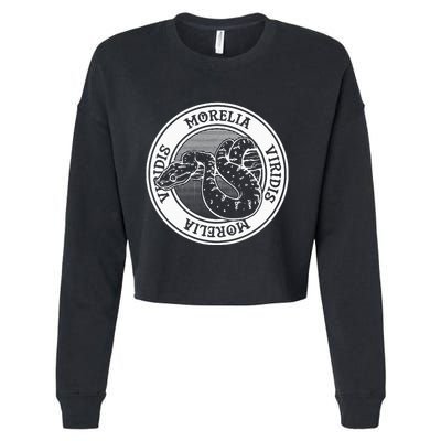 Green Tree Python Tattoo Style Reptile Keeper Snake Owner Cropped Pullover Crew