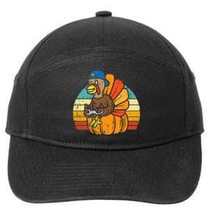 Gamer Turkey Pumpkin Thanksgiving Video Games 7-Panel Snapback Hat