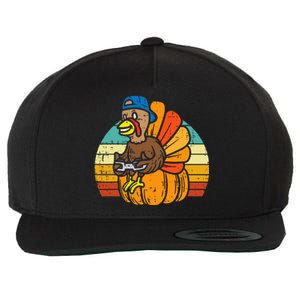 Gamer Turkey Pumpkin Thanksgiving Video Games Wool Snapback Cap