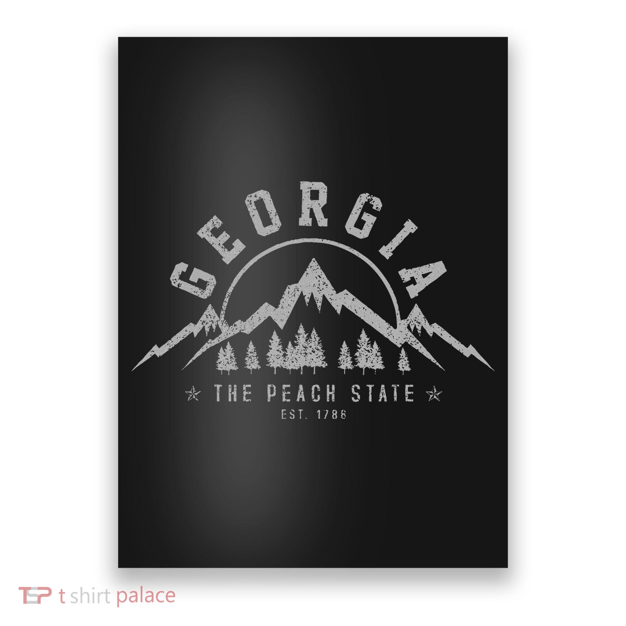 Georgia The Peach State Est. 1788 Vintage Mountains Gift Poster