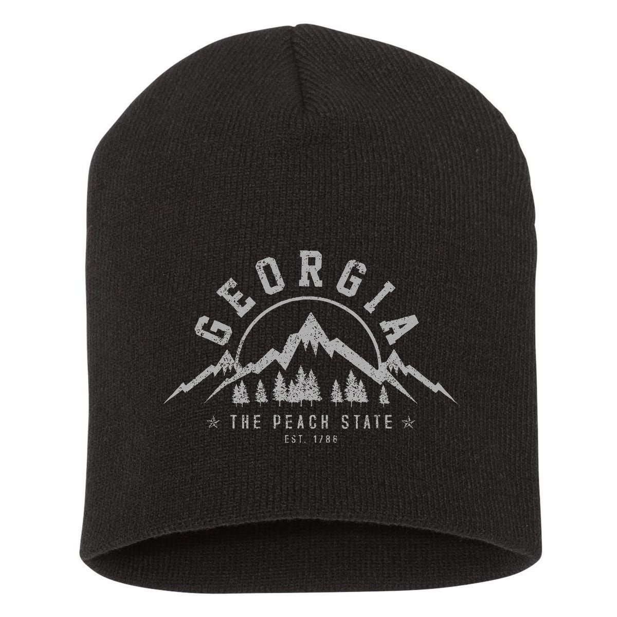 Georgia The Peach State Est. 1788 Vintage Mountains Gift Short Acrylic Beanie